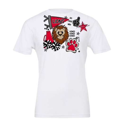 Lions Mixed Mascot Spirit Design-Red