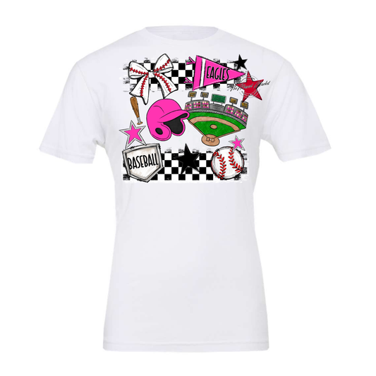 Eagles Baseball Checkers Design-Pink