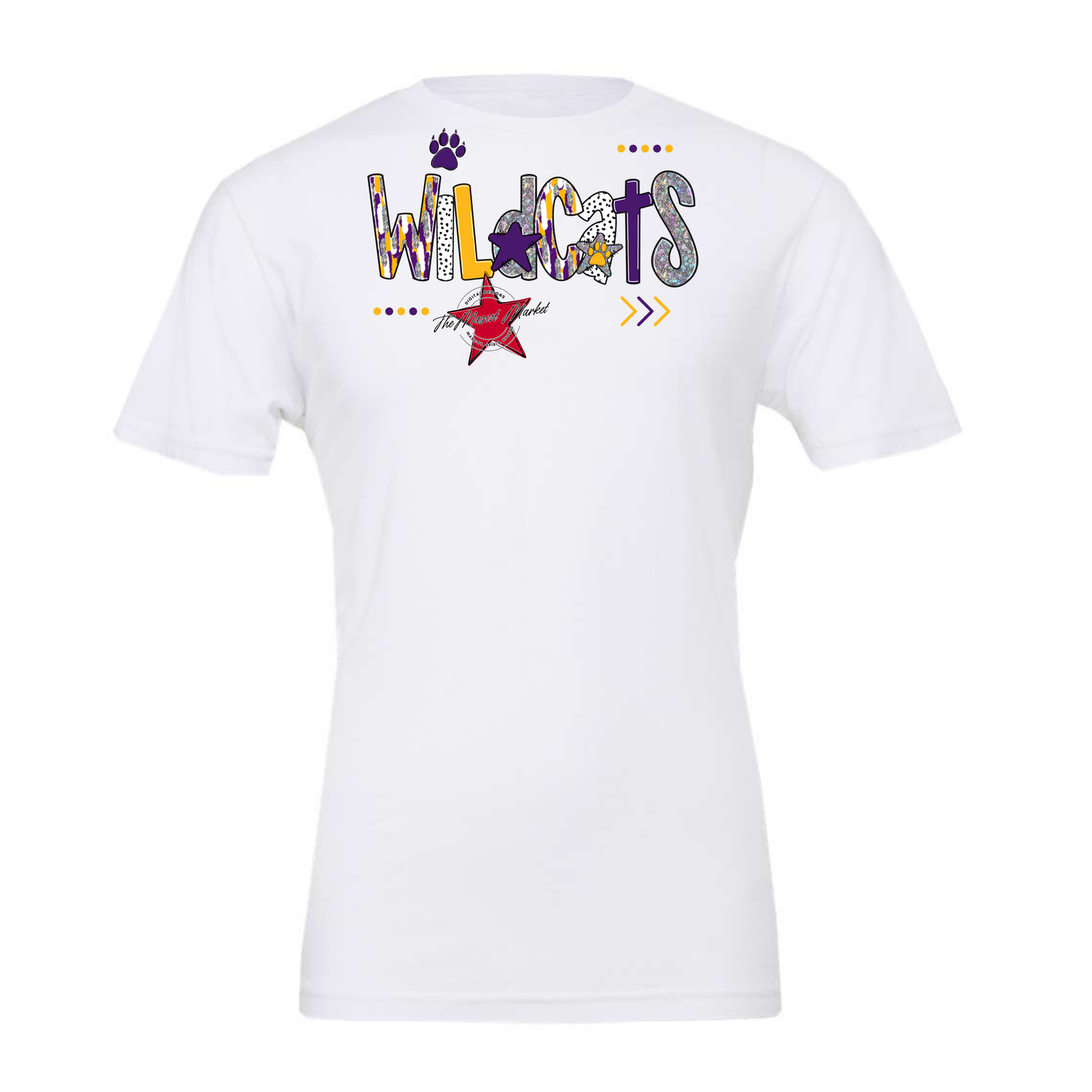 Wildcats Brushstroke Alpha w Arrows-Purple-Yellow