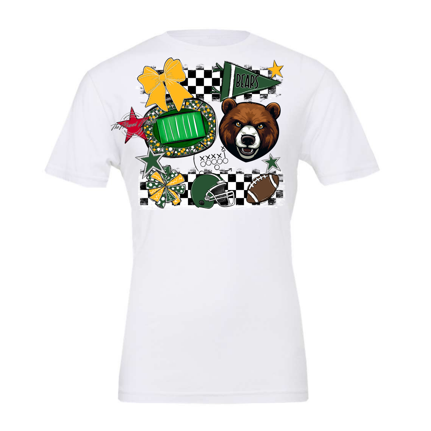 Bears Checker Mascot Spirit Design-Green-Yellow