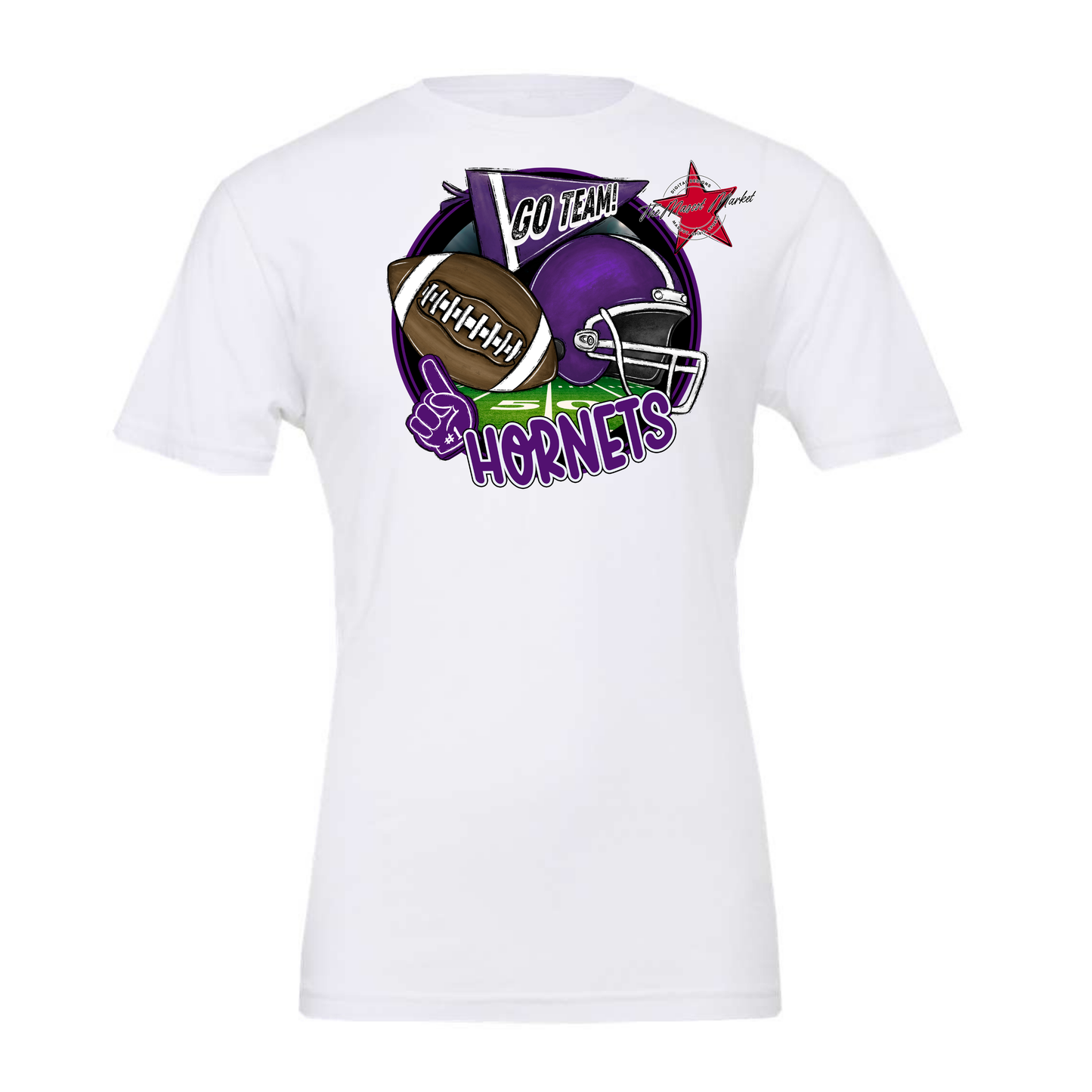 Hornets Circle Football Design-Purple