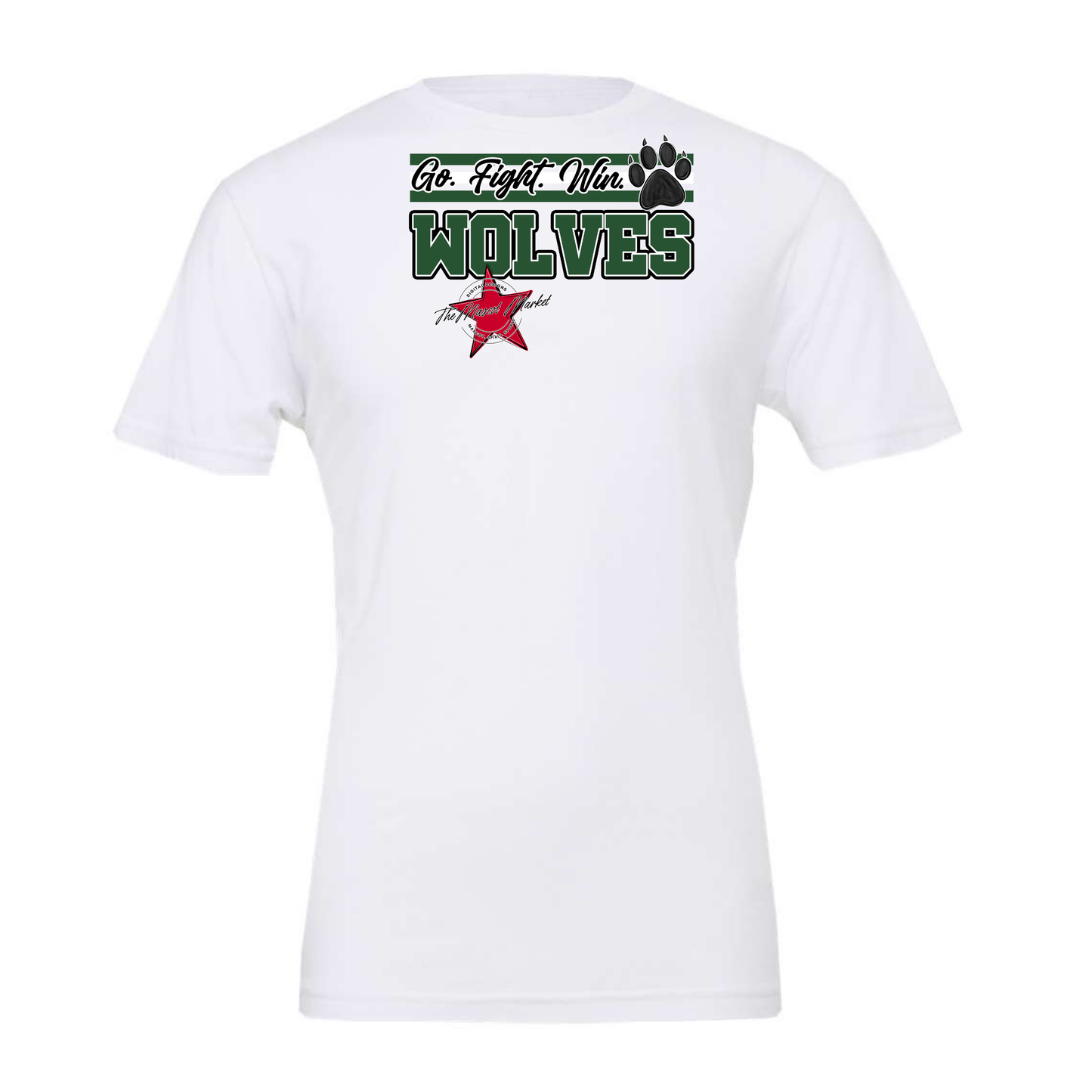 Wolves Go Fight Win Mascot Lines-Green