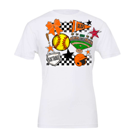 Bears Softball Checkers Design-Orange
