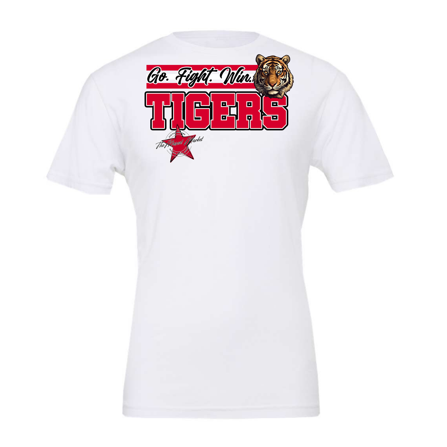 Tigers Go Fight Win Mascot Lines-Red