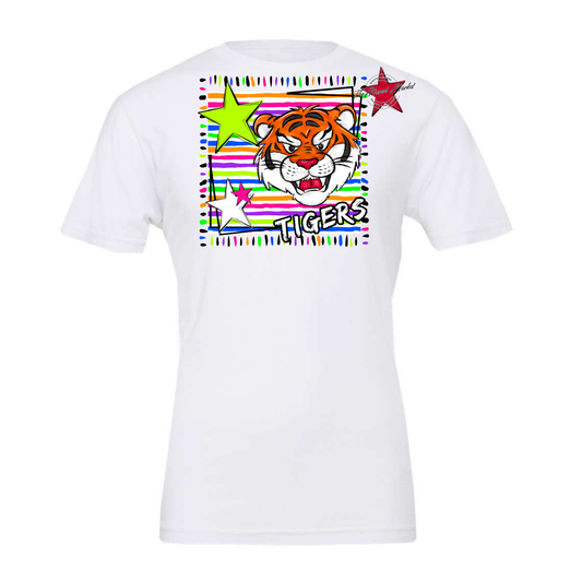 Tigers Mascot Frame-Neon White