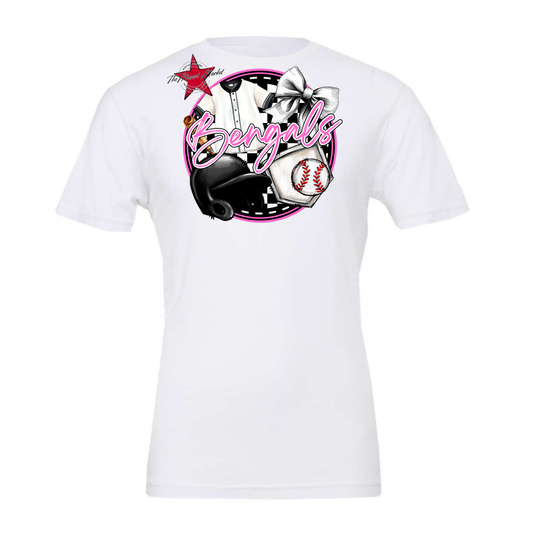 Bengals Circle Baseball Design-Baby Pink