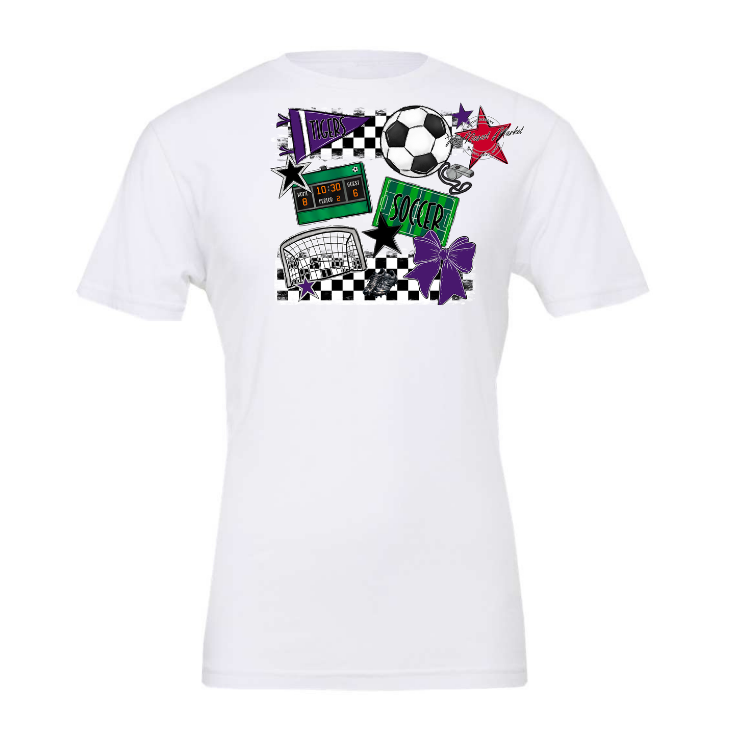 Tigers Checkers Soccer Spirit Design-Purple