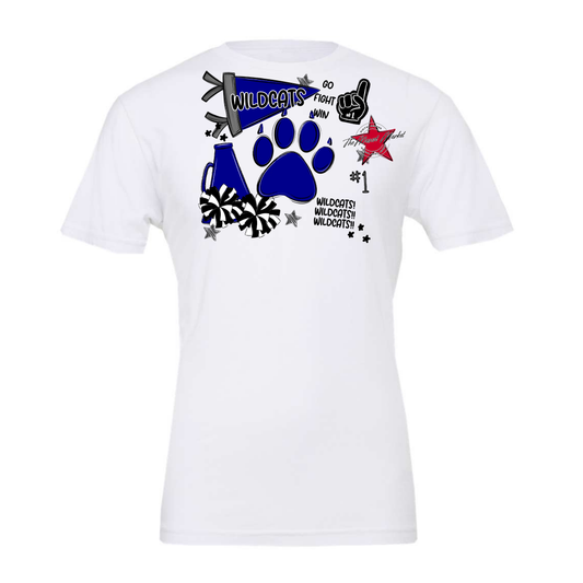 Wildcats Mixed Mascot Spirit Design-Blue