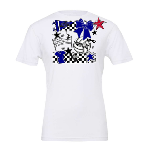 Wildcats Checkers Volleyball Spirit Design-Blue