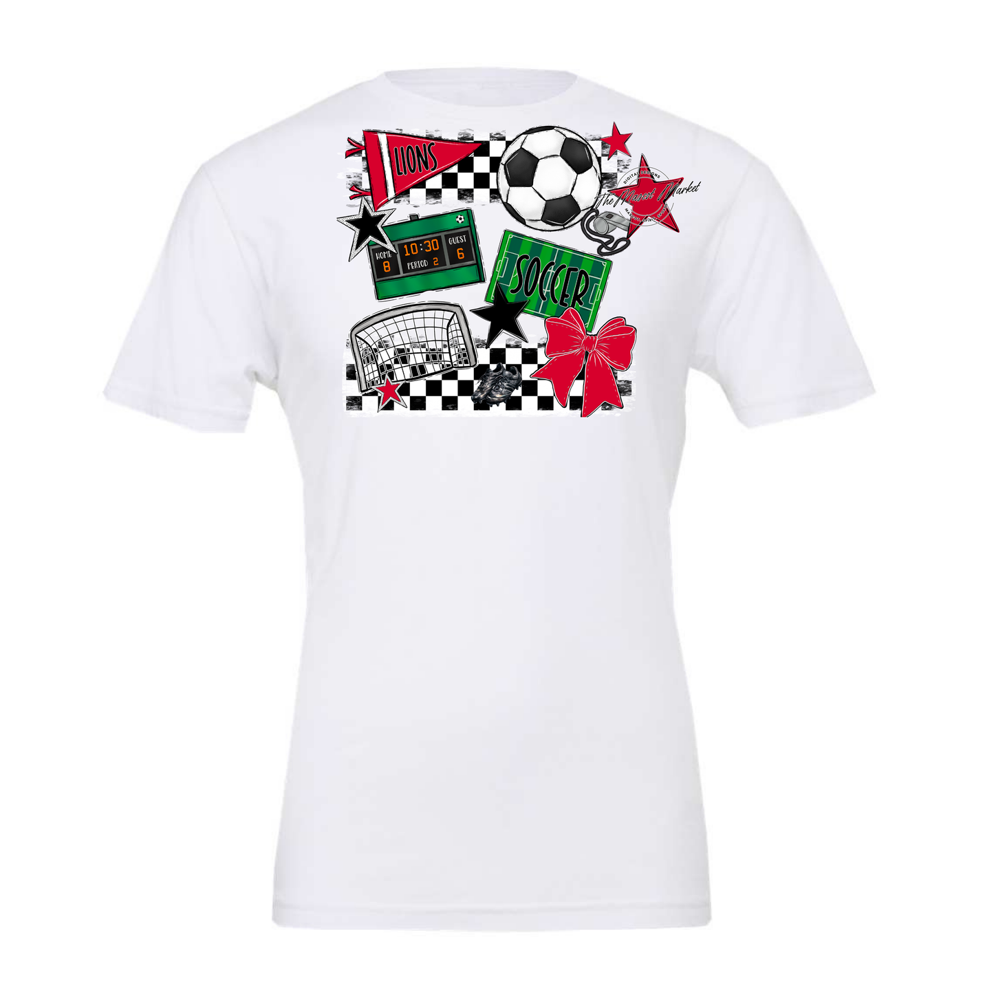 Lions Checkers Soccer Spirit Design-Red