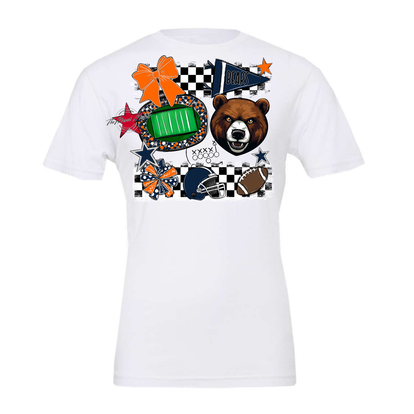 Bears Checker Mascot Spirit Design-Navy-Orange