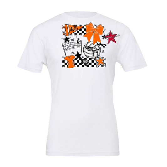 Eagles Volleyball Checkers Design-Orange