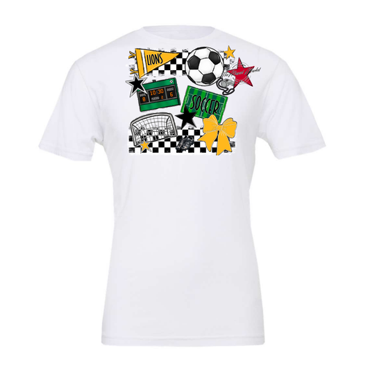 Lions Checkers Soccer Spirit Design-Yellow