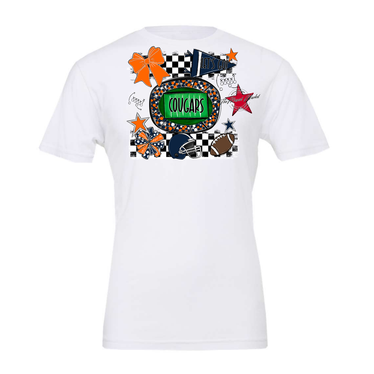 Cougars Checkers Spirit Design-Navy-Orange