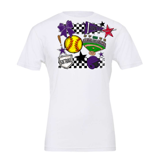 Hornets Checkers Softball Spirit Design-Purple