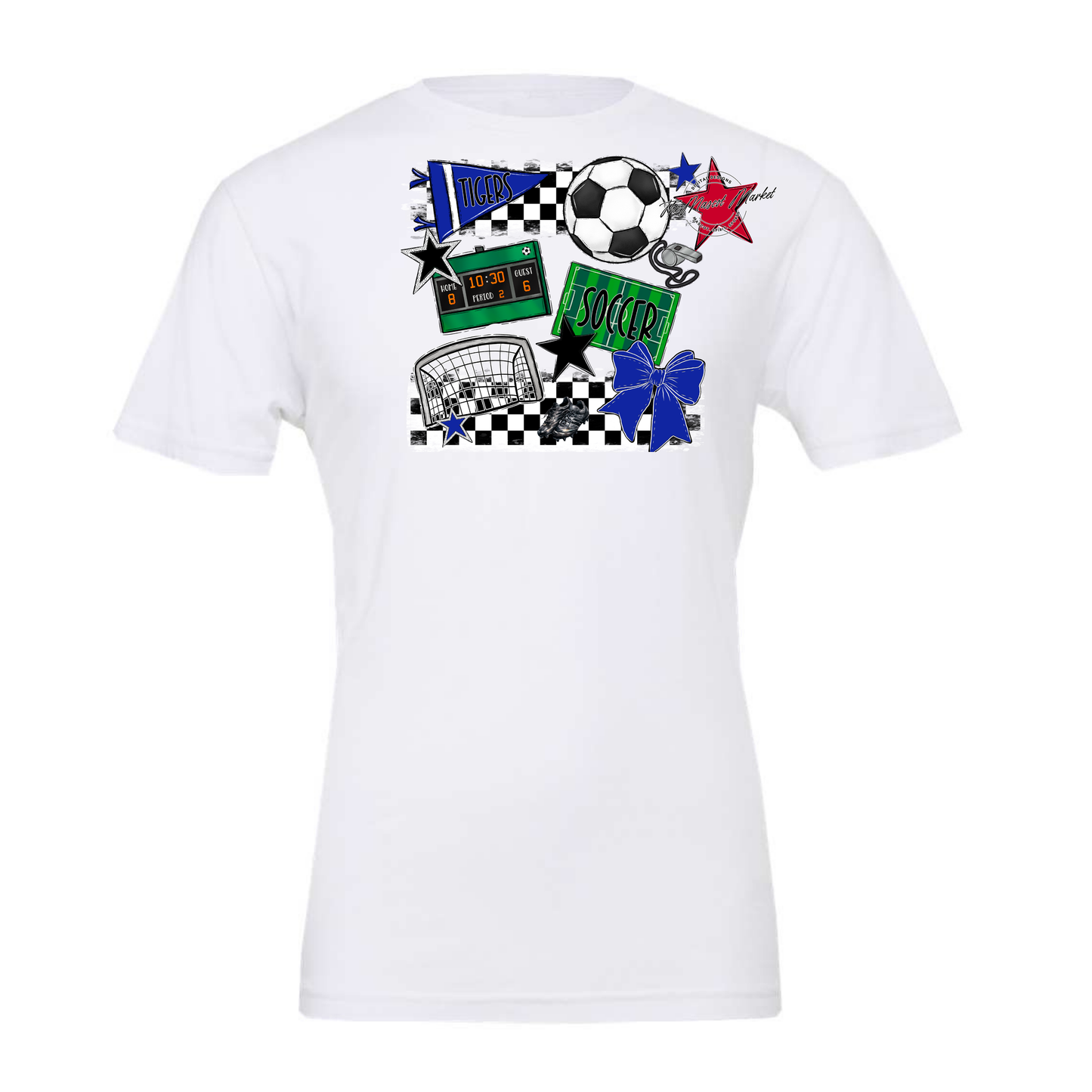 Tigers Checkers Soccer Spirit Design-Royal Blue