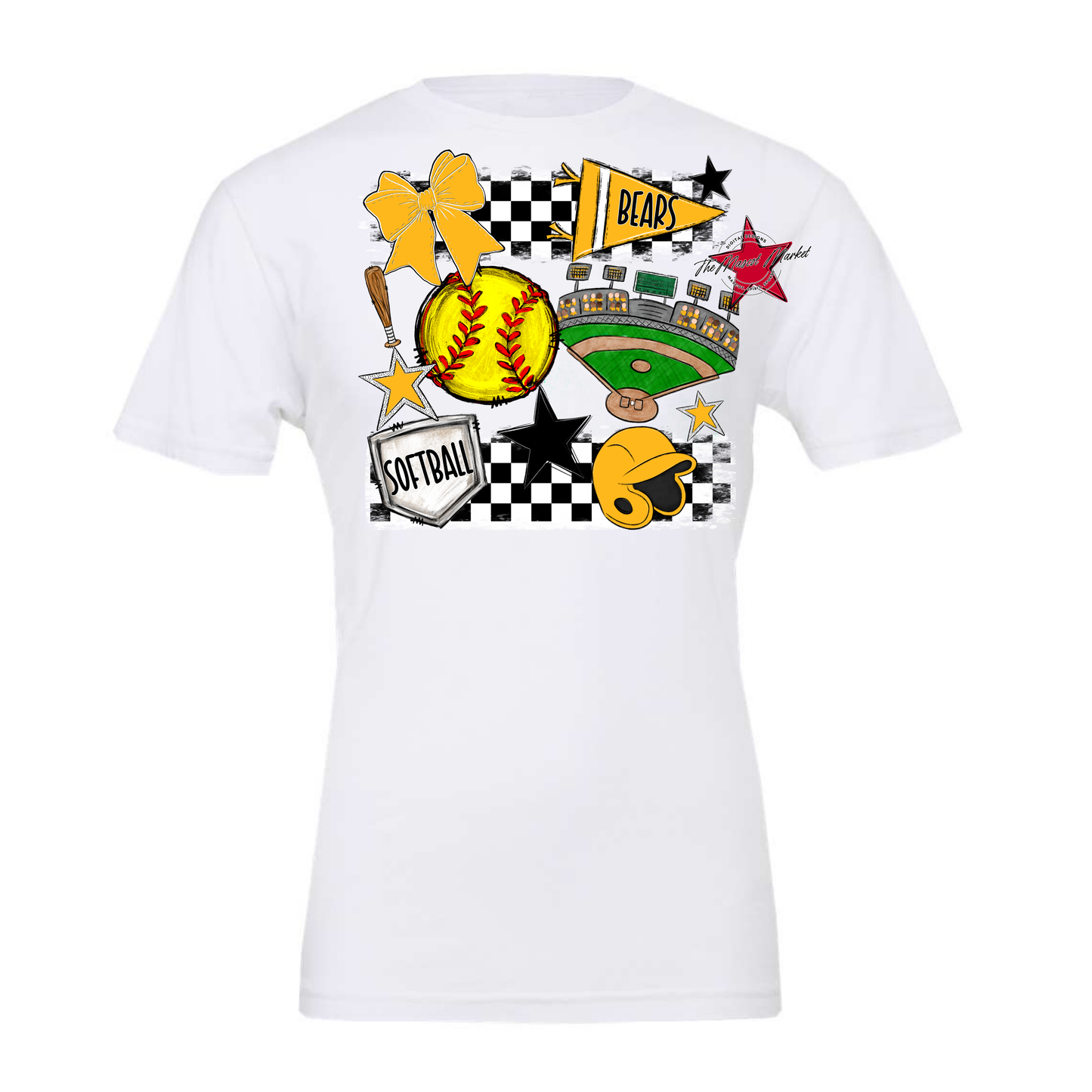 Bears Softball Checkers Design-Yellow