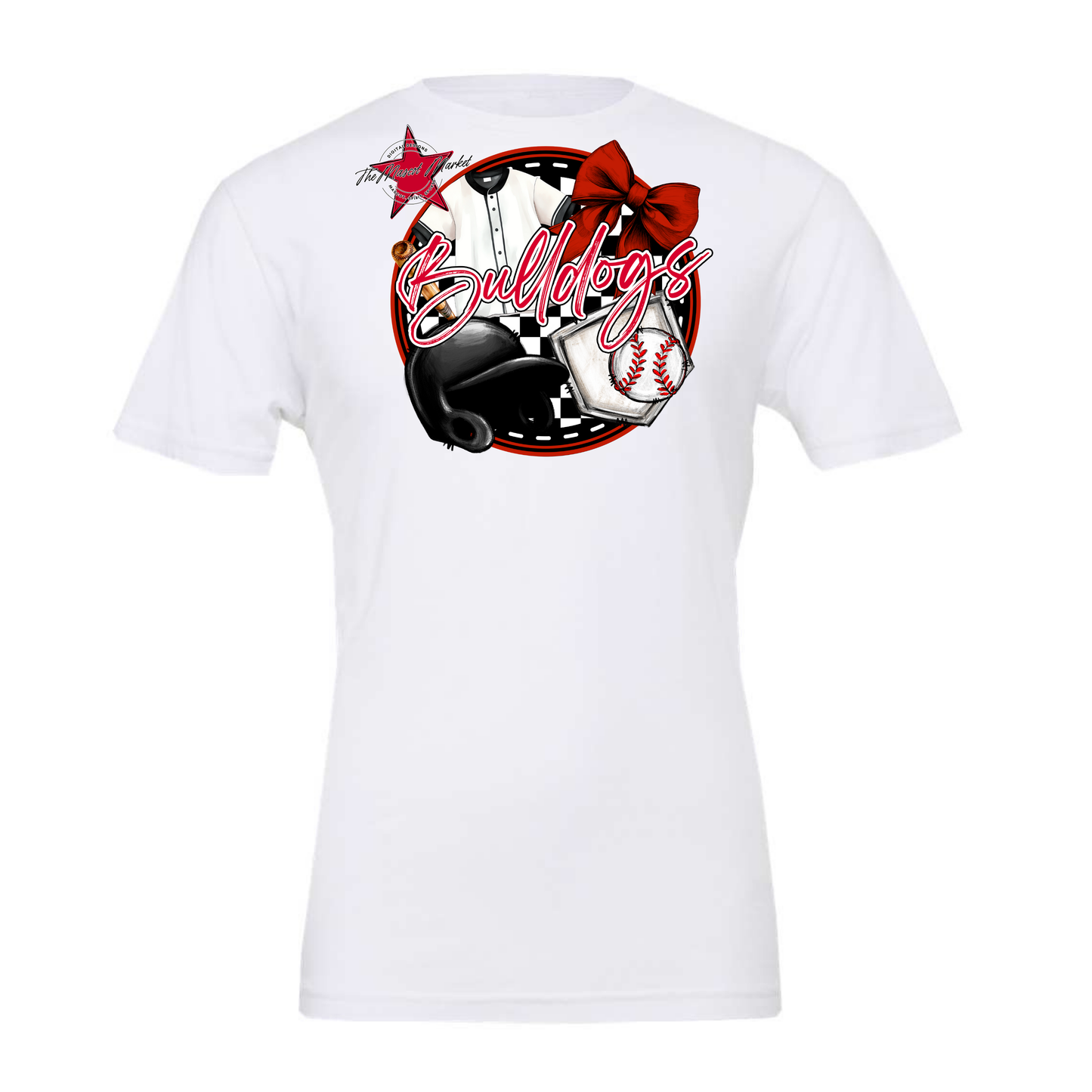 Bulldogs Circle Baseball Design-Red