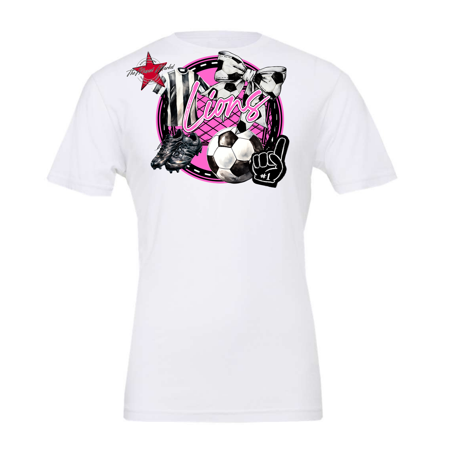 Lions Circle Soccer Design-Baby Pink