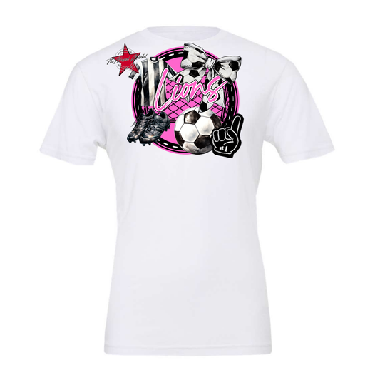 Lions Circle Soccer Design-Baby Pink