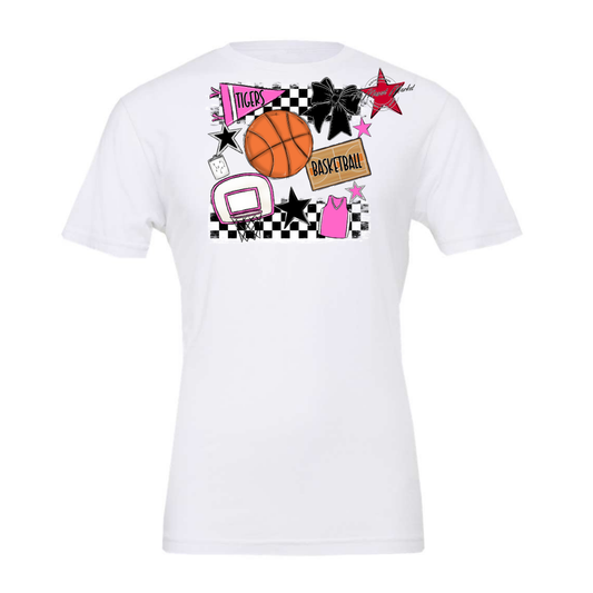 Tigers Checkers Basketball Spirit Design-Baby Pink