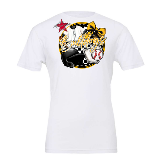 Bulldogs Circle Baseball Design-Yellow