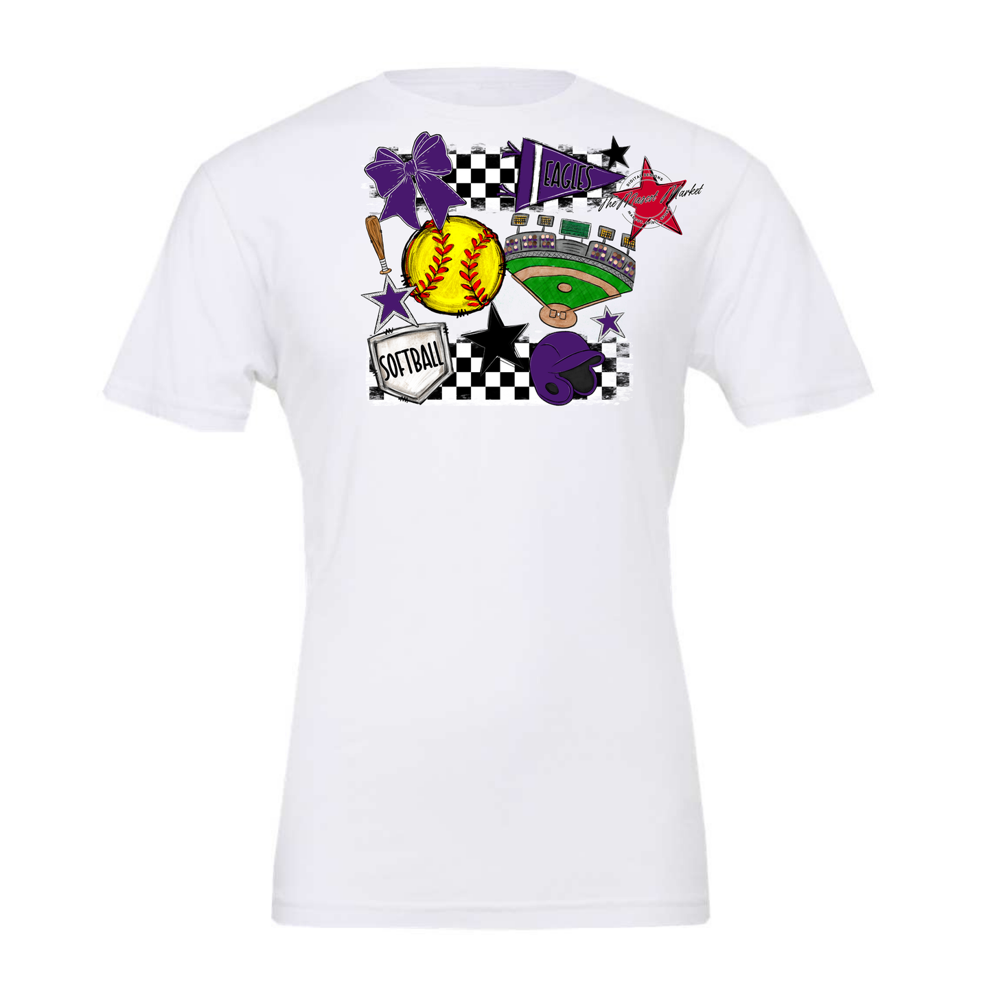 Eagles Softball Checkers Design-Purple
