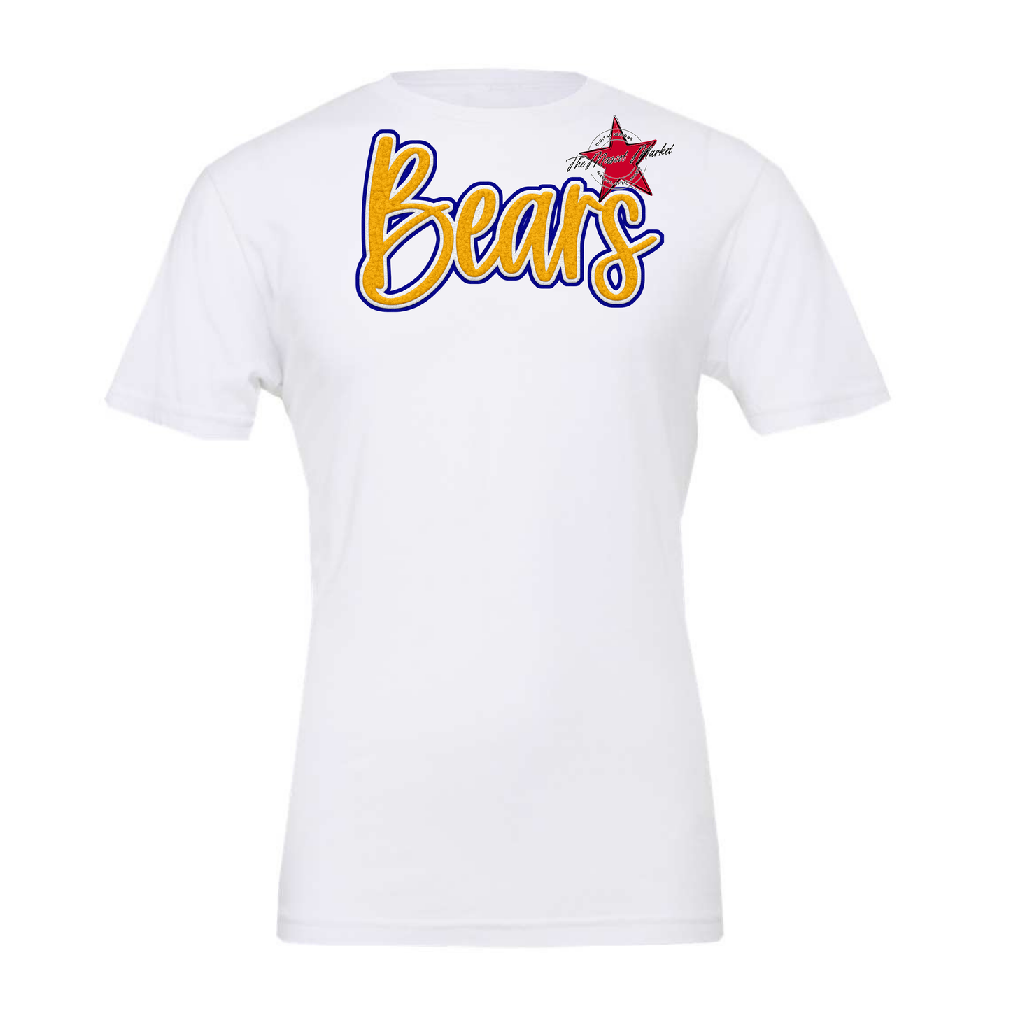 Bears Faux Chenille Patch Design-Blue-Yellow