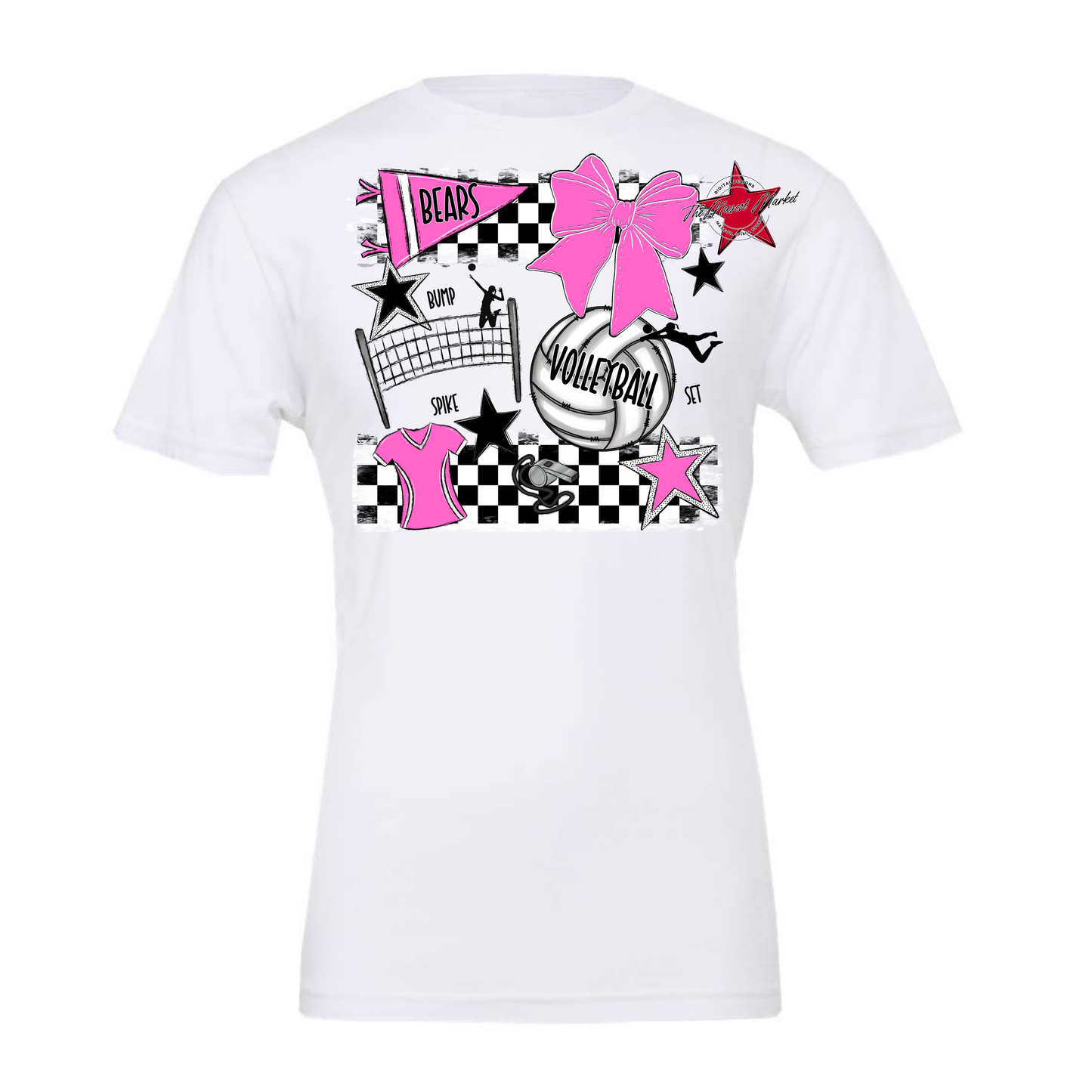 Bears Volleyball Checkers Design-Baby Pink