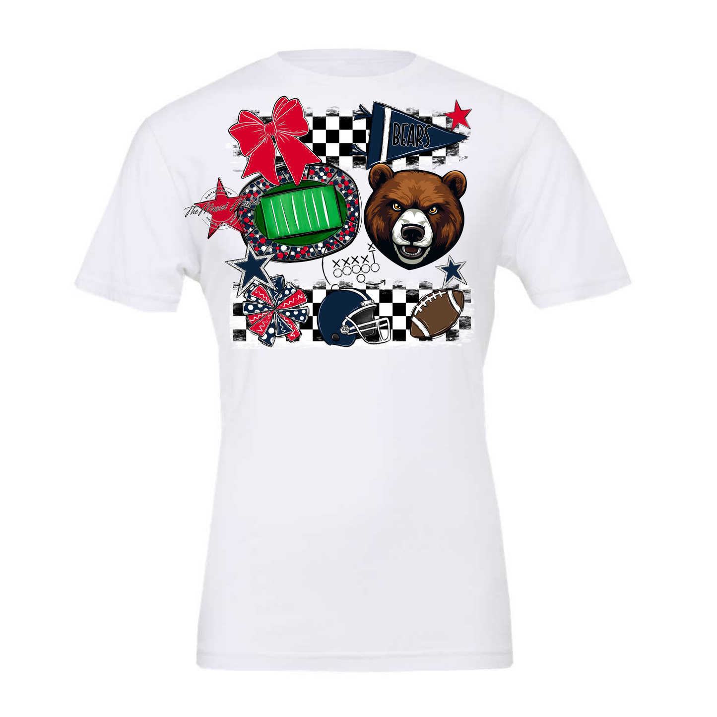 Bears Checker Mascot Spirit Design-Navy-Red