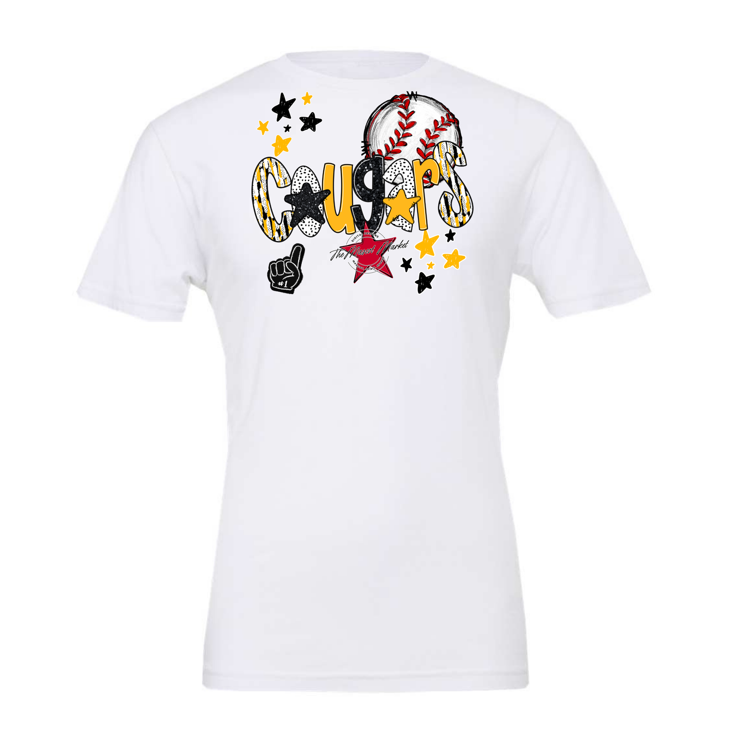 Cougars Baseball Scrape-Yellow