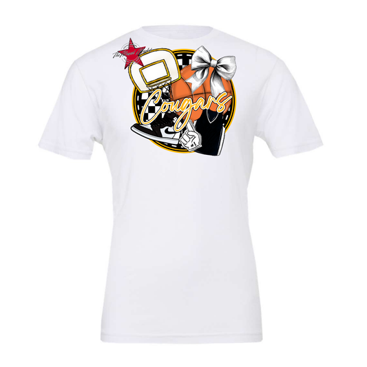 Cougars Circle Basketball Design-Yellow