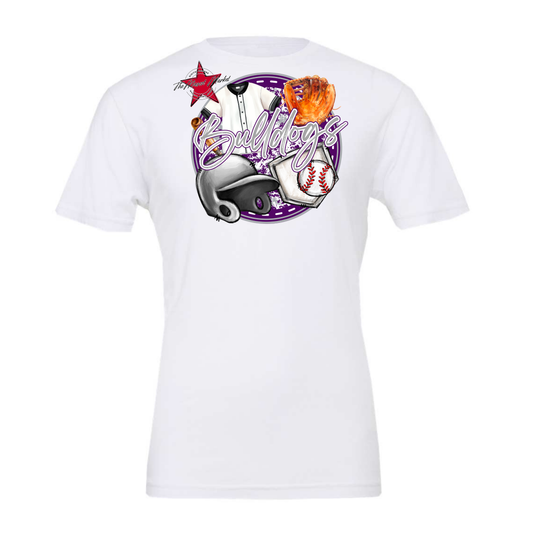 Bulldogs Circle Baseball Design-Purple-Grey