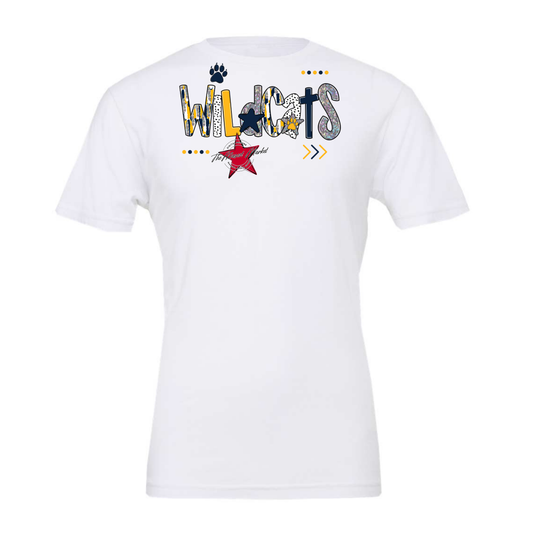 Wildcats Brushstroke Alpha w Arrows-Navy-Yellow