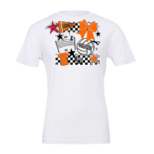 Hornets Checkers Volleyball Spirit Design-Orange