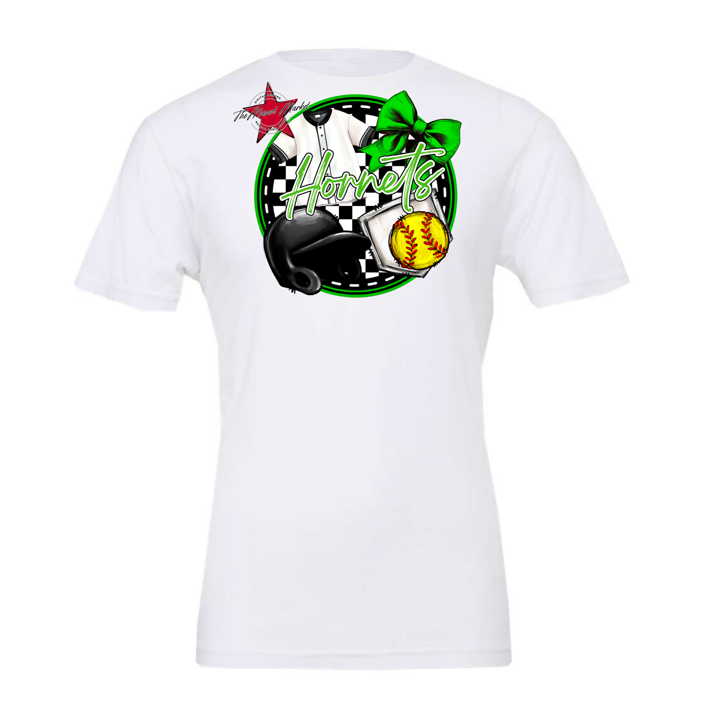 Hornets Circle Softball Design-Bright Green