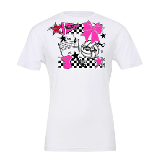 Hornets Checkers Volleyball Spirit Design-Pink