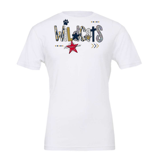 Wildcats Brushstroke Alpha w Arrows-Navy-Gold