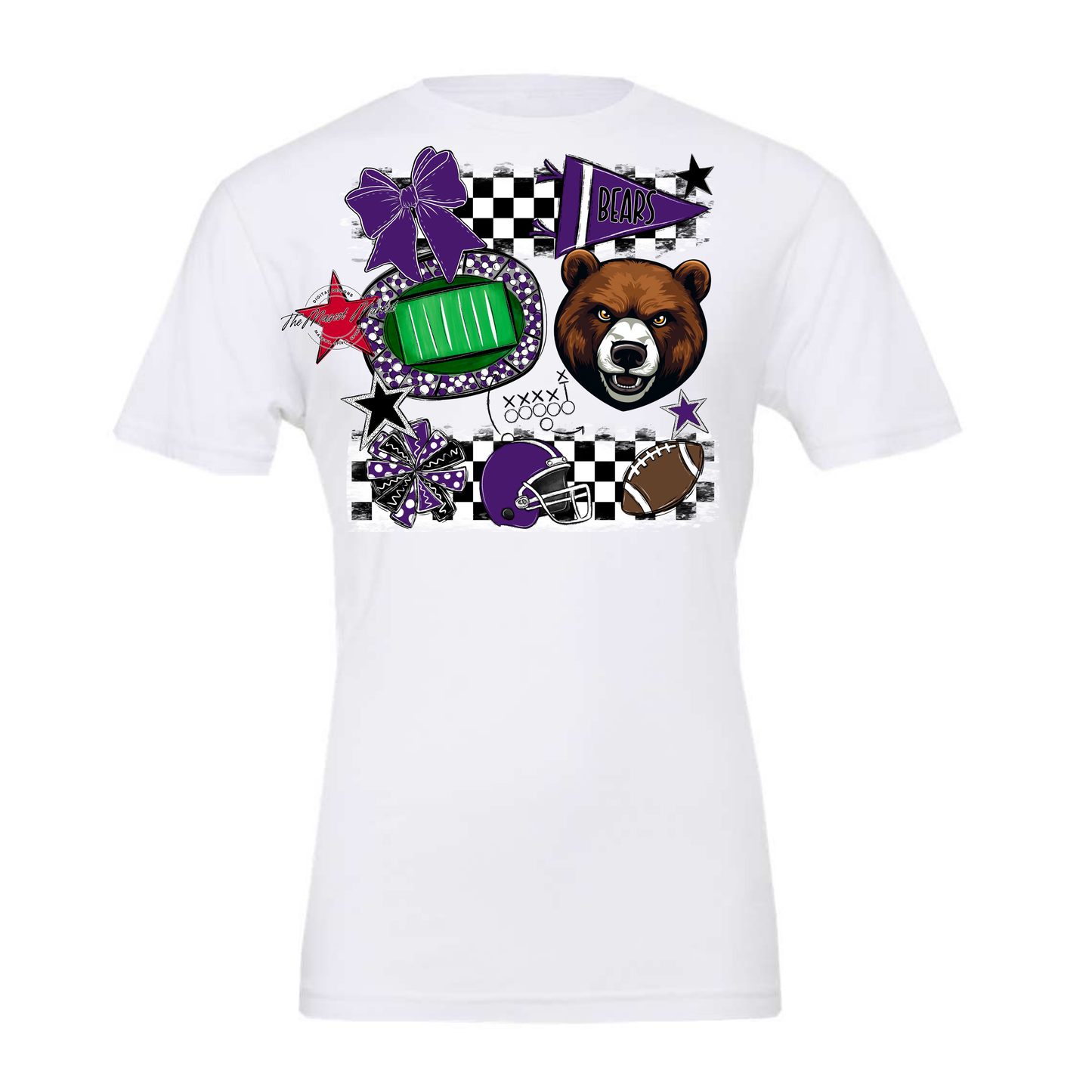 Bears Checker Mascot Spirit Design-Purple