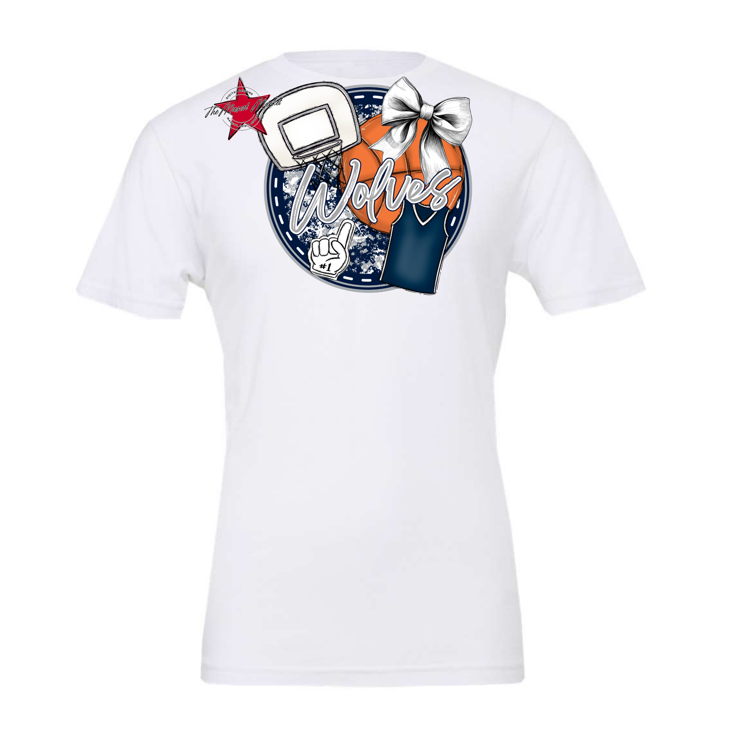 Wolves Circle Basketball Design-Navy-Grey