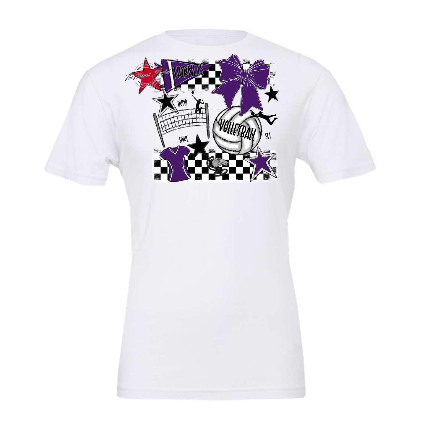 Hornets Checkers Volleyball Spirit Design-Purple