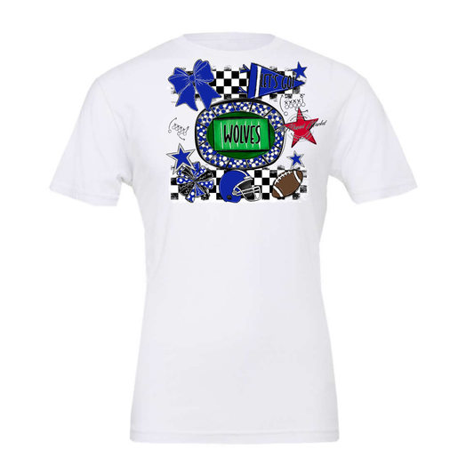 Wolves Checkers Spirit Design-Royal Blue