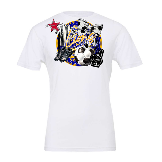 Lions Circle Soccer Design-Blue-Yellow