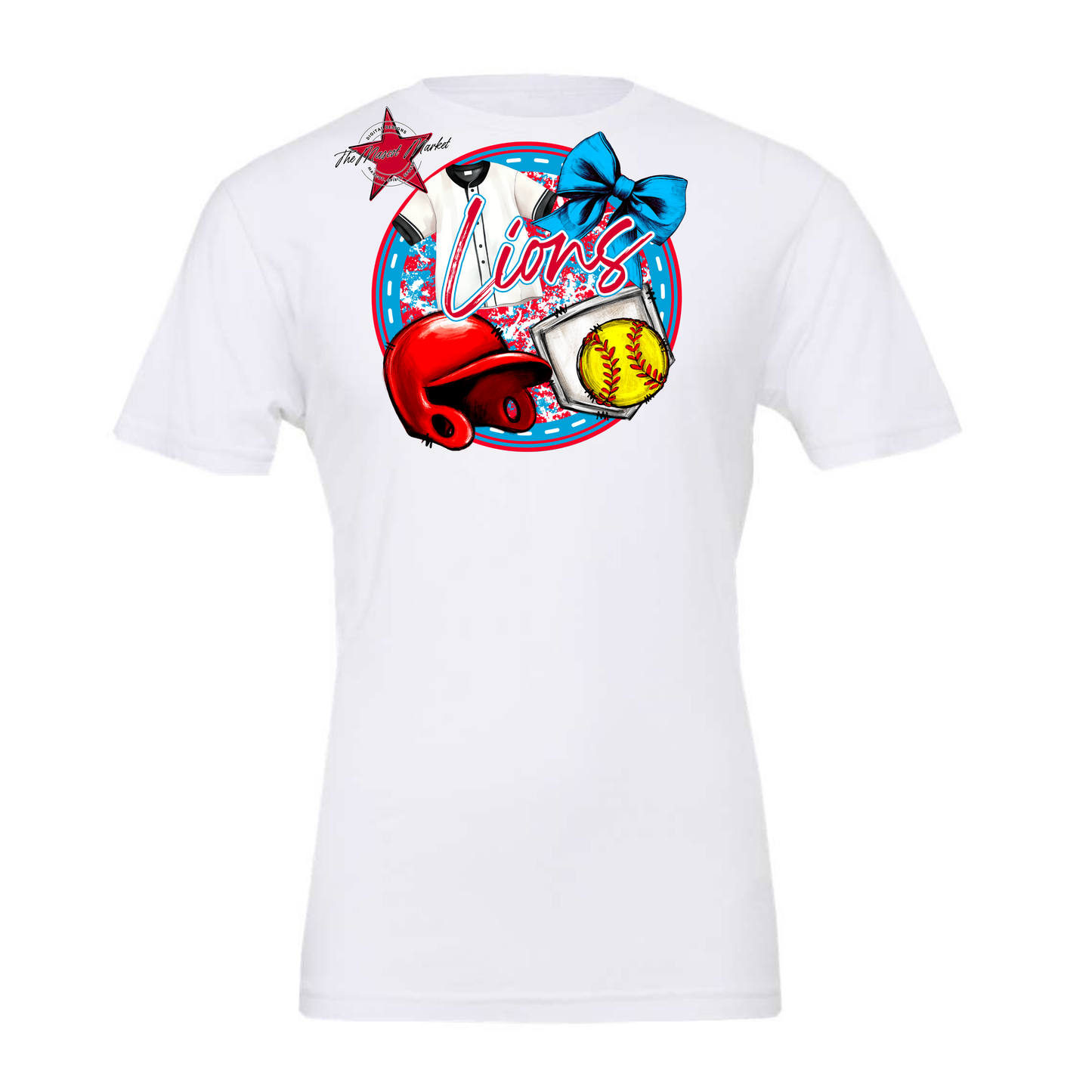 Lions Circle Softball Design-Carolina Blue-Red