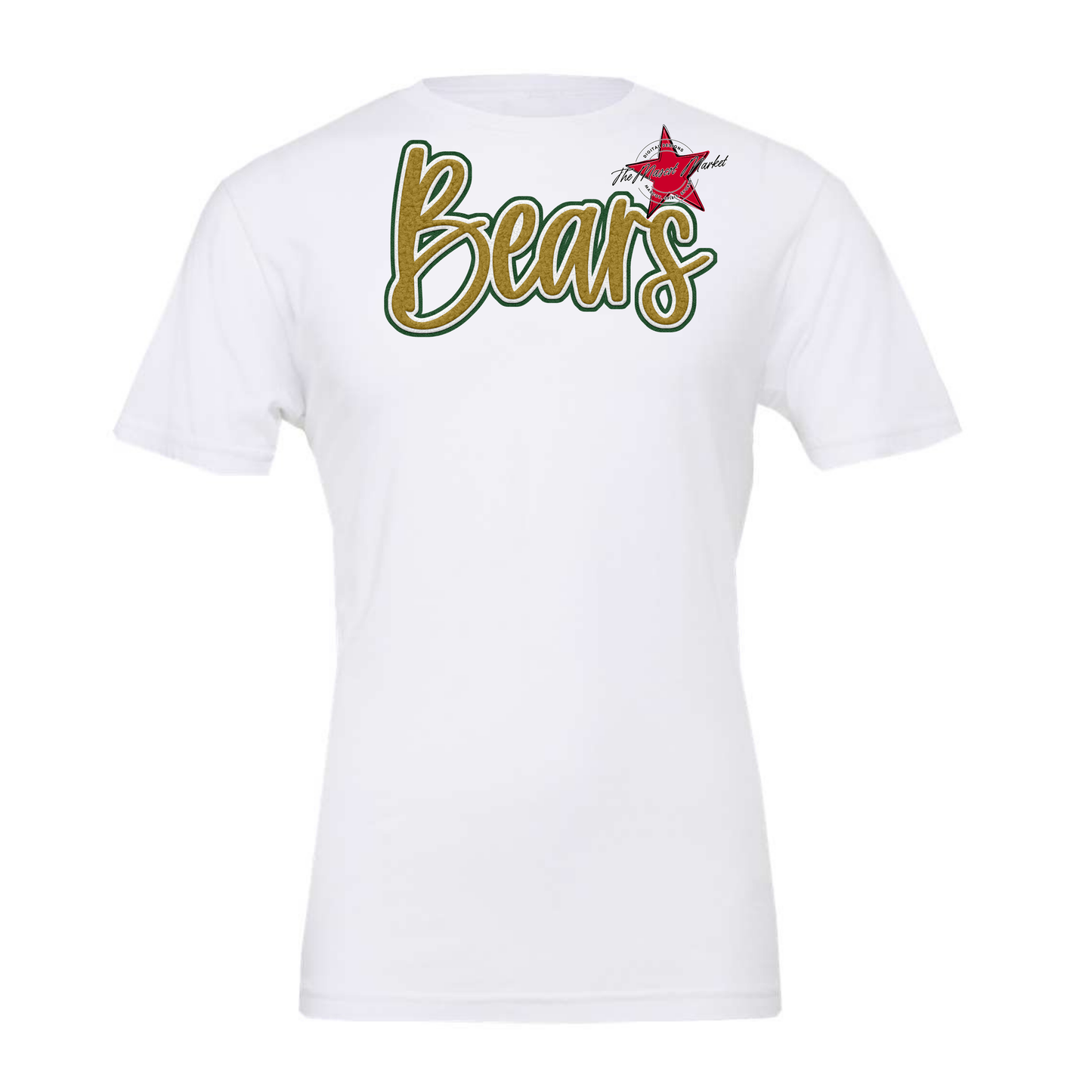 Bears Faux Chenille Patch Design-Green-Gold