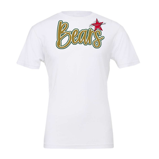 Bears Faux Chenille Patch Design-Green-Gold