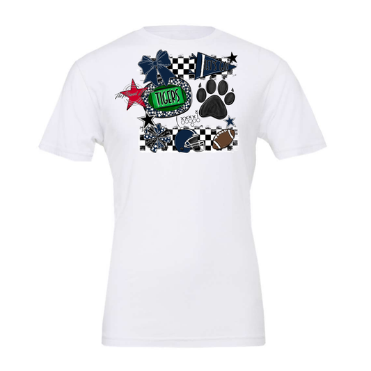 Tigers Checkers Mascot Spirit Design w Paw-Navy
