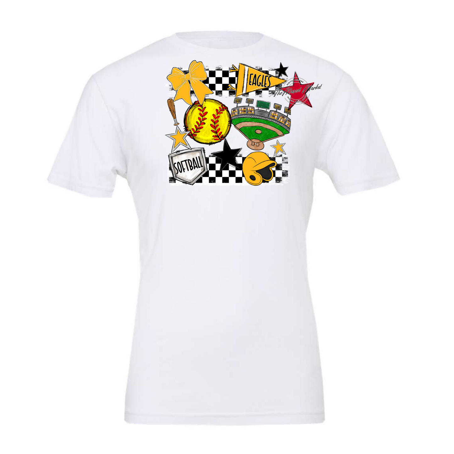 Eagles Softball Checkers Design-Yellow