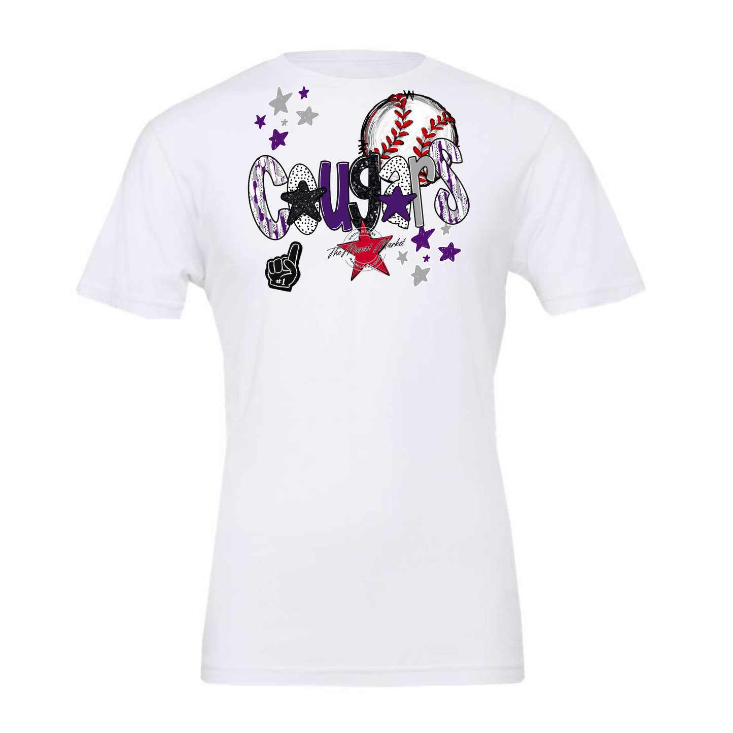 Cougars Baseball Scrape-Purple-Grey