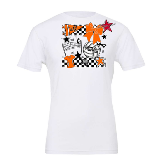 Tigers Checkers Volleyball Spirit Design-Orange